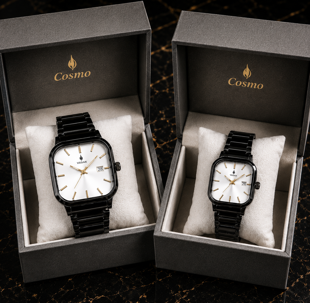 Vegax Cosmo Classic Couple Stainless Steel Watch